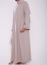 Load image into Gallery viewer, Beige Contrast Stitch Open Abaya
