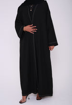 Load image into Gallery viewer, Black Contrast Stitch Open Abaya
