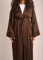 Load image into Gallery viewer, Brown Crinkle Open Abaya
