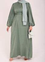 Load image into Gallery viewer, Mint Sienna Satin Abaya
