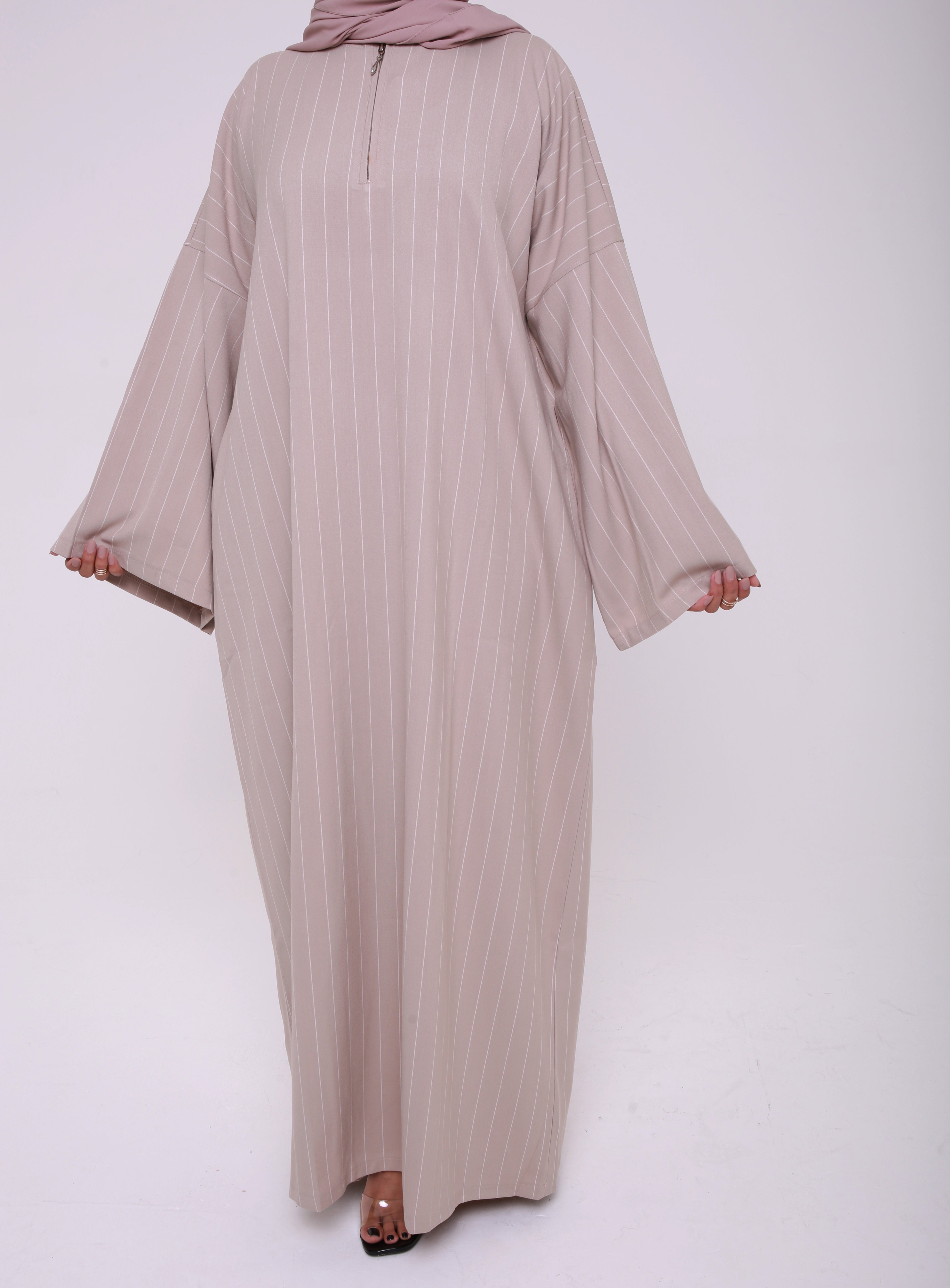 Beige Maysa Closed Abaya with Zip