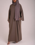 Load image into Gallery viewer, Olive Contrast Stitch Closed Abaya
