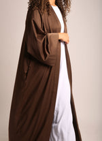 Load image into Gallery viewer, Brown Crinkle Open Abaya
