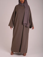 Load image into Gallery viewer, Olive Contrast Stitch Closed Abaya
