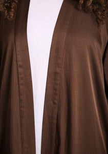 Brown Crinkle Open Abaya