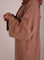 Load image into Gallery viewer, Neutral Brown Contrast Stitch Closed Abaya
