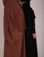 Load image into Gallery viewer, Black Contrast Stitch Closed Abaya
