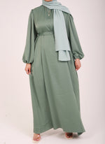 Load image into Gallery viewer, Mint Sienna Satin Abaya
