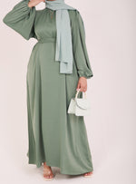 Load image into Gallery viewer, Mint Sienna Satin Abaya
