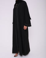 Load image into Gallery viewer, Black Contrast Stitch Open Abaya
