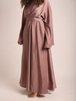 Load image into Gallery viewer, Mink Satin Wrap Abaya
