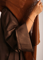 Load image into Gallery viewer, Brown Crinkle Open Abaya
