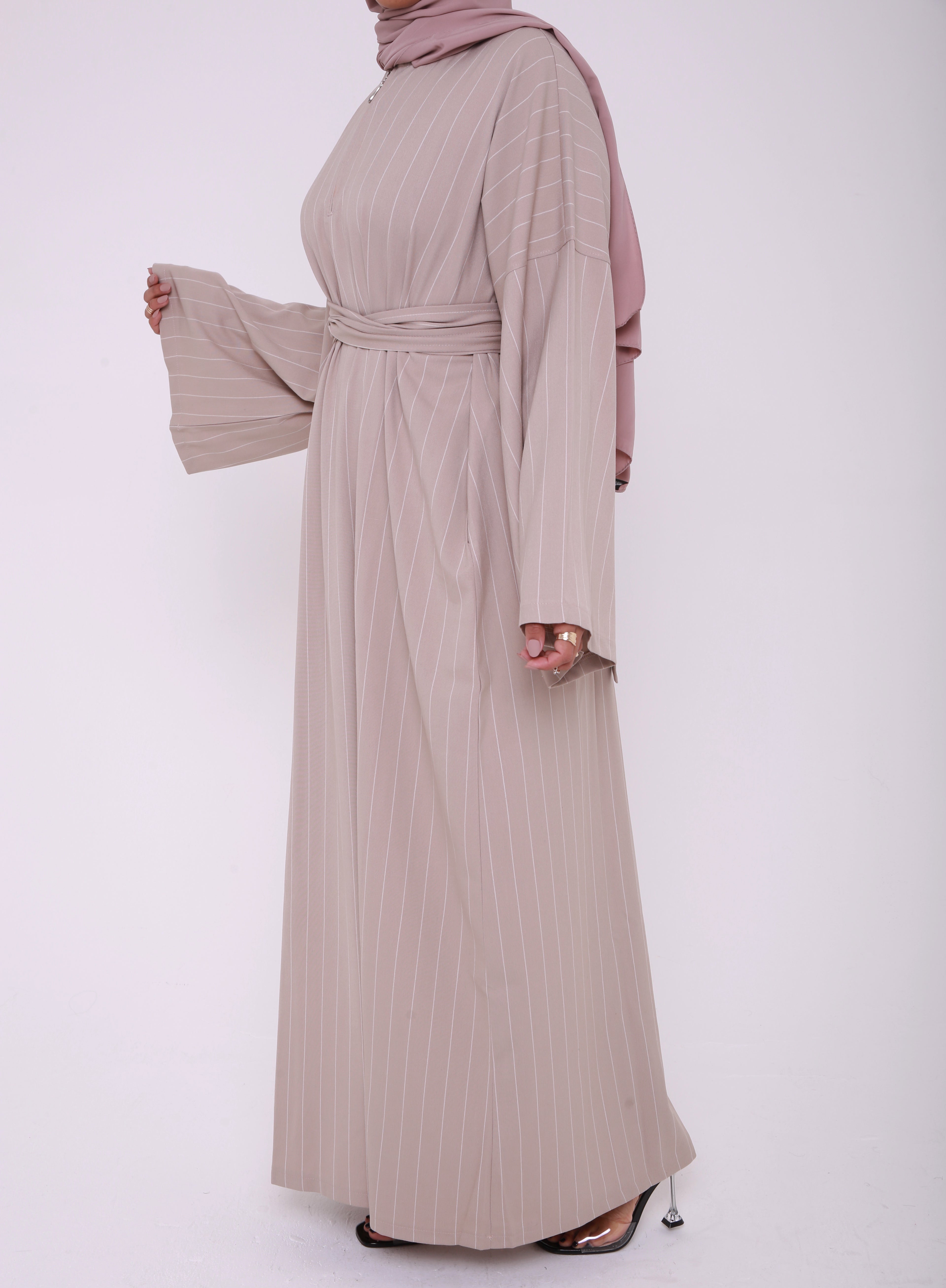 Beige Maysa Closed Abaya with Zip