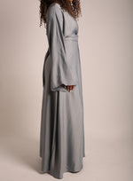 Load image into Gallery viewer, Silver Satin Wrap Abaya
